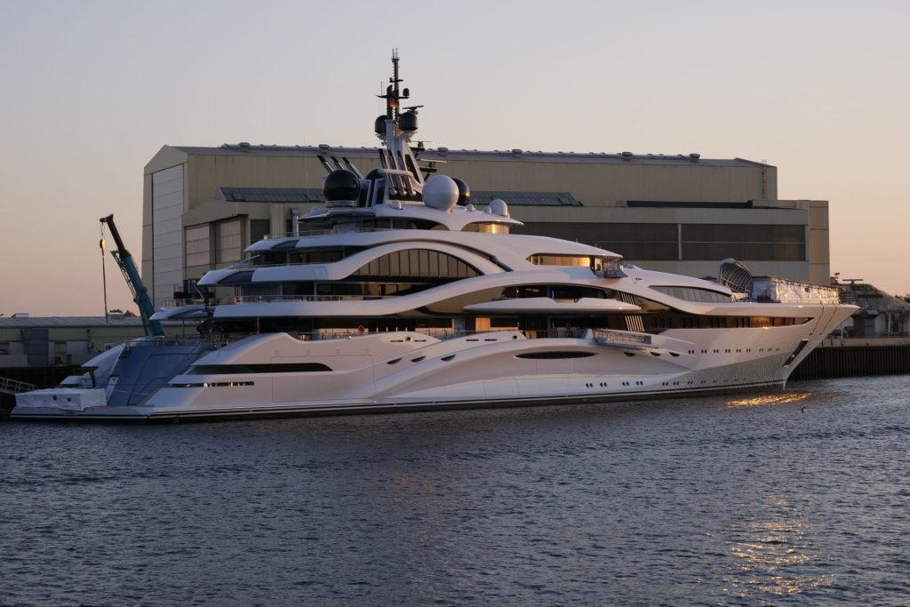 Heesen new build Yacht in water near drydock